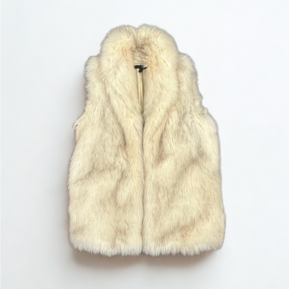 Honey Punch Ivory Faux Fur Vest